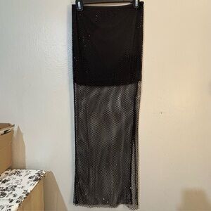 Astr Mesh Black Sheer Sparkly Maxi Skirt #goth